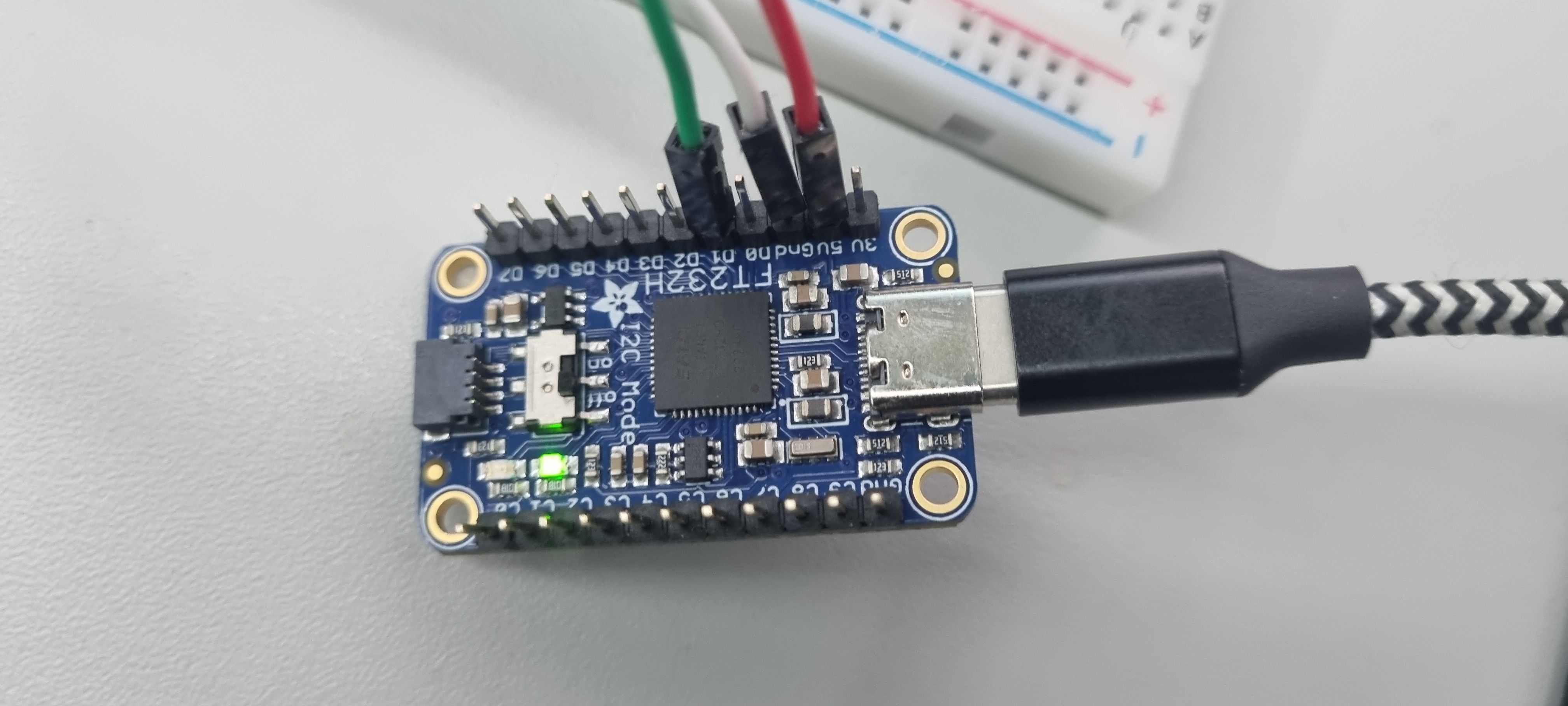 FT232H Breakout Board direkt am Entwicklungsrechner via USB-C angeschlossen